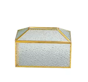 Серветниця скляна золота з рифленою поверхнею 19×8×12 см
