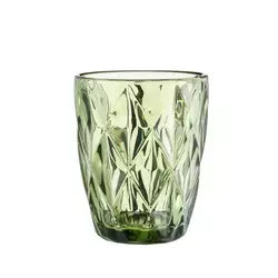 Набір склянок для напоїв фігурних гранованих із товстого скла 6 штук, зелений