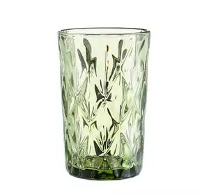 Набір склянок високих гранованих із товстого скла 6 штук, зелений