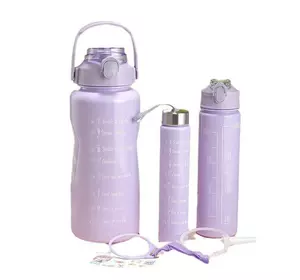 Набір пляшок для води з мотивуючими написами 500/900/2000 мл, фіолетовий
