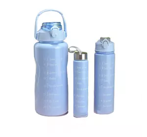 Набір пляшок для води з мотивуючими написами 500/900/2000 мл, синій