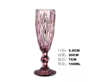 Набір келихів для шампанського фігурних гранованих із товстого скла 6 штук, рожевий