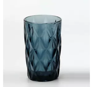 Набір склянок високих гранованих із товстого скла 6 штук, синій