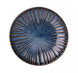 Тарілка плоска кругла з порцеляни 20.5 см синя обідня тарілка