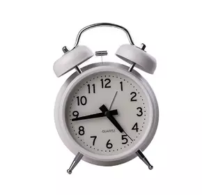 Настільний годинник з будильником Clock на батарейках, білий