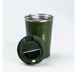 Термокружка Coffee 380 мл з датчиком температури, зелений