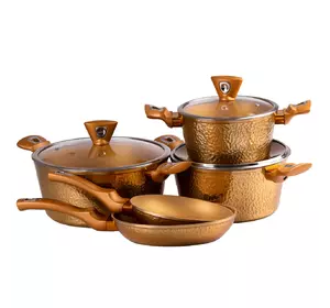 Набір посуду з антипригарним гранітним покриттям 5 предметів, коричневий