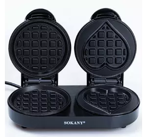 Вафельниця подвійна Sokany SK-BBQ-850 для товстих вафель, чорний